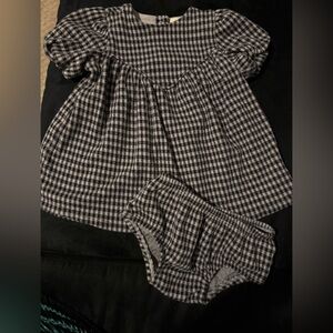 Tucker + Tate Gray/Black Checkered Baby Dress with Bloomers, 12M